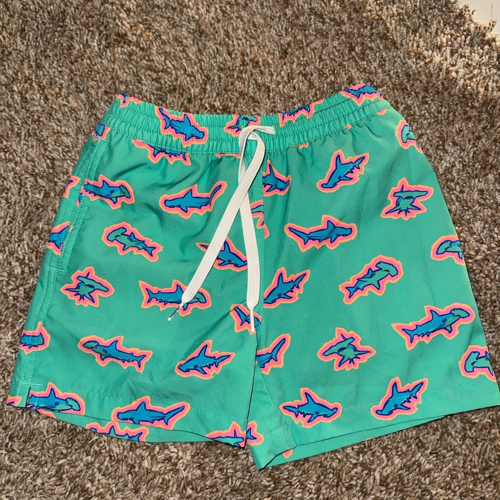 Chubbies Teal Shark Swim Trunks